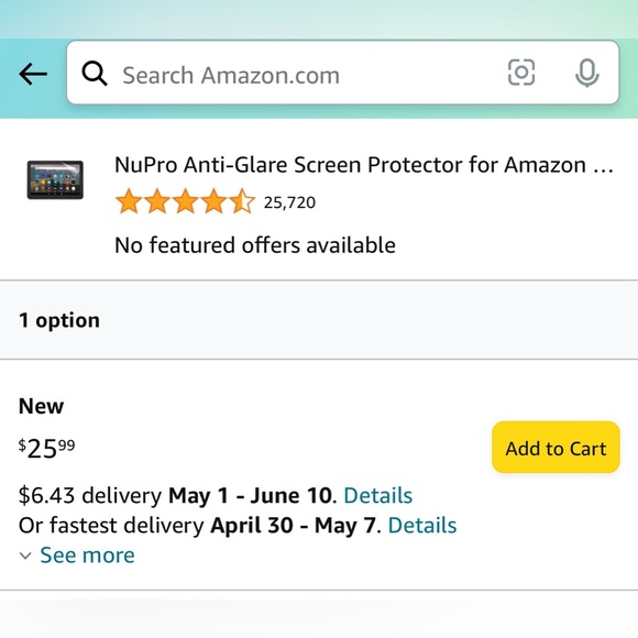NuPro Anti-Glare Screen Protector for Amazon Fire HD 8 tablet and Fire HD 8 Plus - Picture 2 of 9
